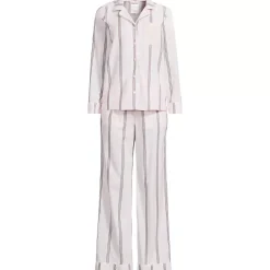 Women's Cotton Poplin 2 Piece Pajama Set - Long Sleeve Top and Pants