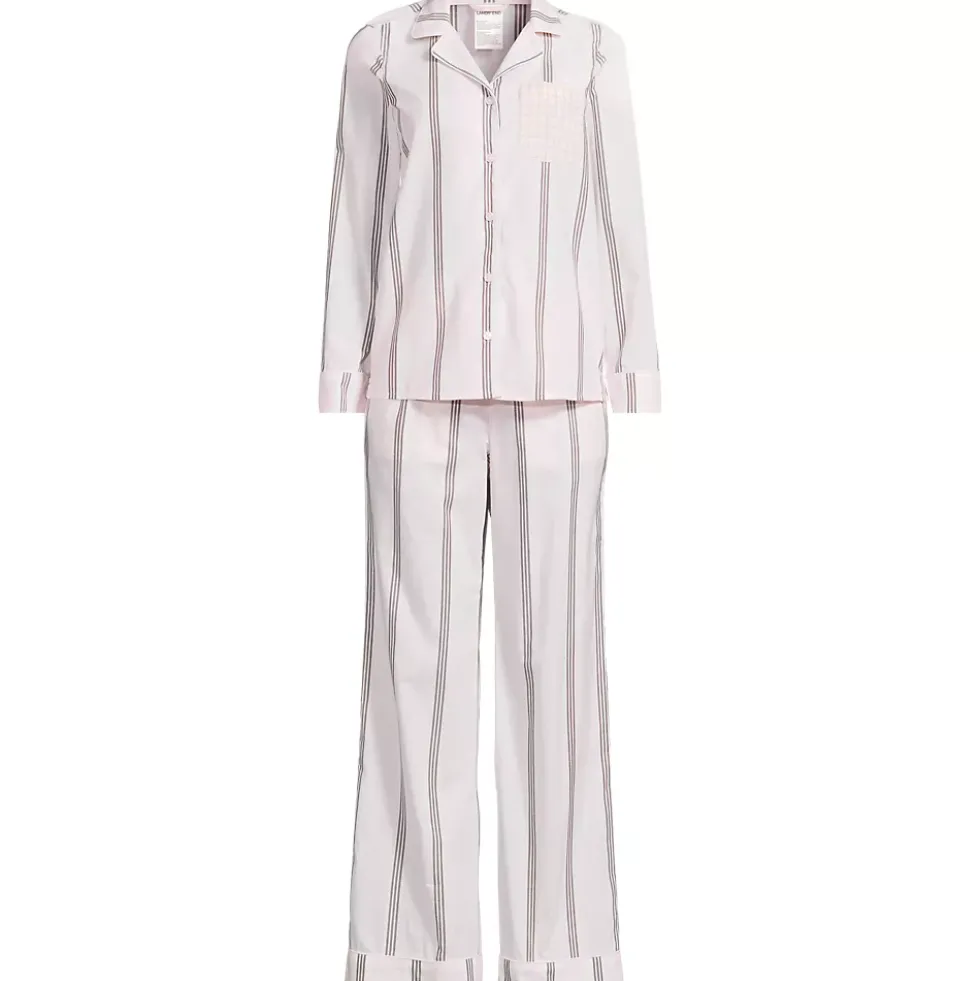 Women's Cotton Poplin 2 Piece Pajama Set - Long Sleeve Top and Pants