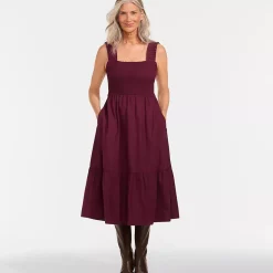 Women's Cotton Poplin Ruffle Smocked Dress