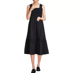 Women's Cotton Poplin Ruffle Smocked Dress