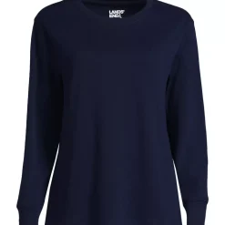 Women's Cotton Relaxed Long Sleeve Crew Neck