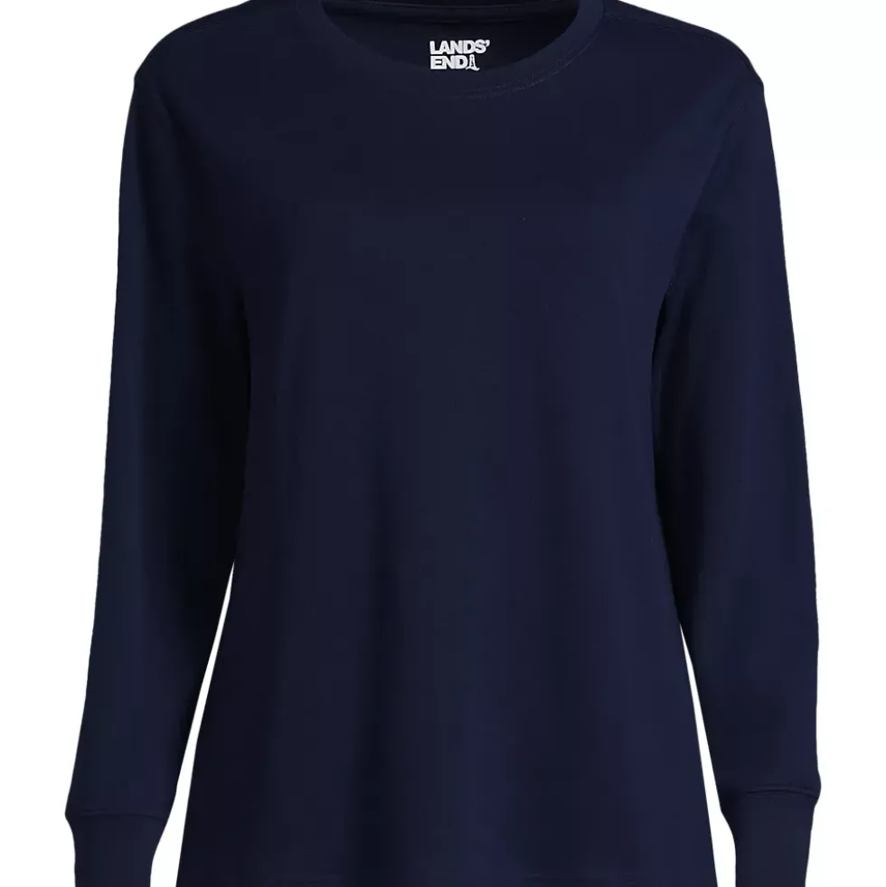 Women's Cotton Relaxed Long Sleeve Crew Neck
