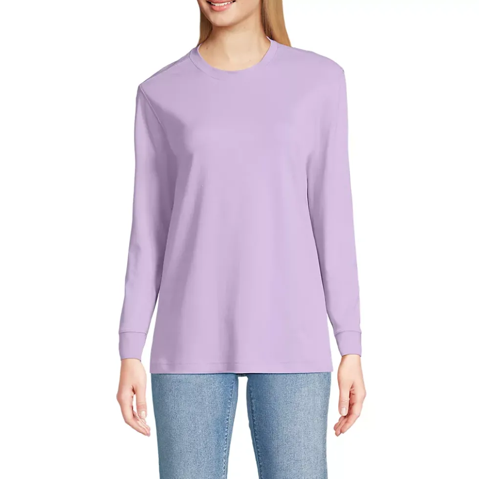 Women's Cotton Relaxed Long Sleeve Crew Neck