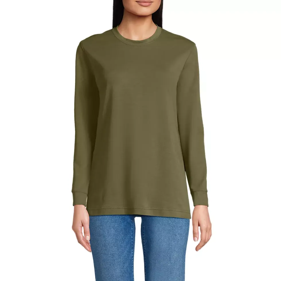 Women's Cotton Relaxed Long Sleeve Crew Neck