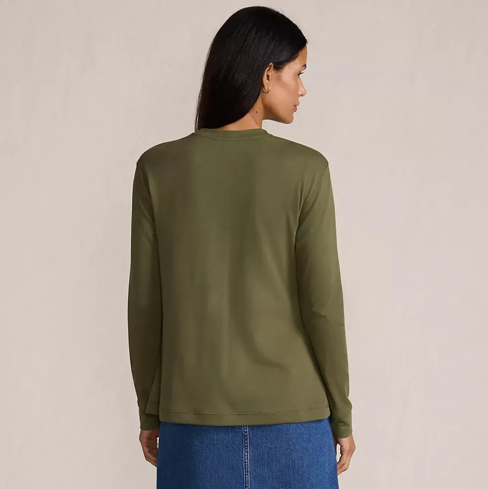 Women's Cotton Relaxed Long Sleeve Crew Neck