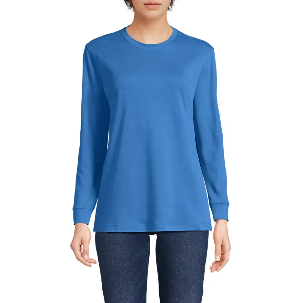 Women's Cotton Relaxed Long Sleeve Crew Neck