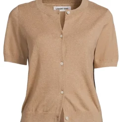 Women's Cotton Short Sleeve Crew Neck Cardigan Sweater