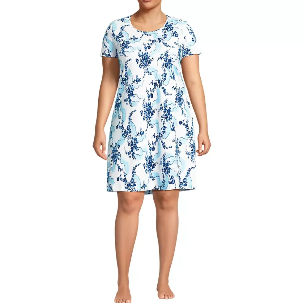 Women's Cotton Short Sleeve Knee Length Nightgown