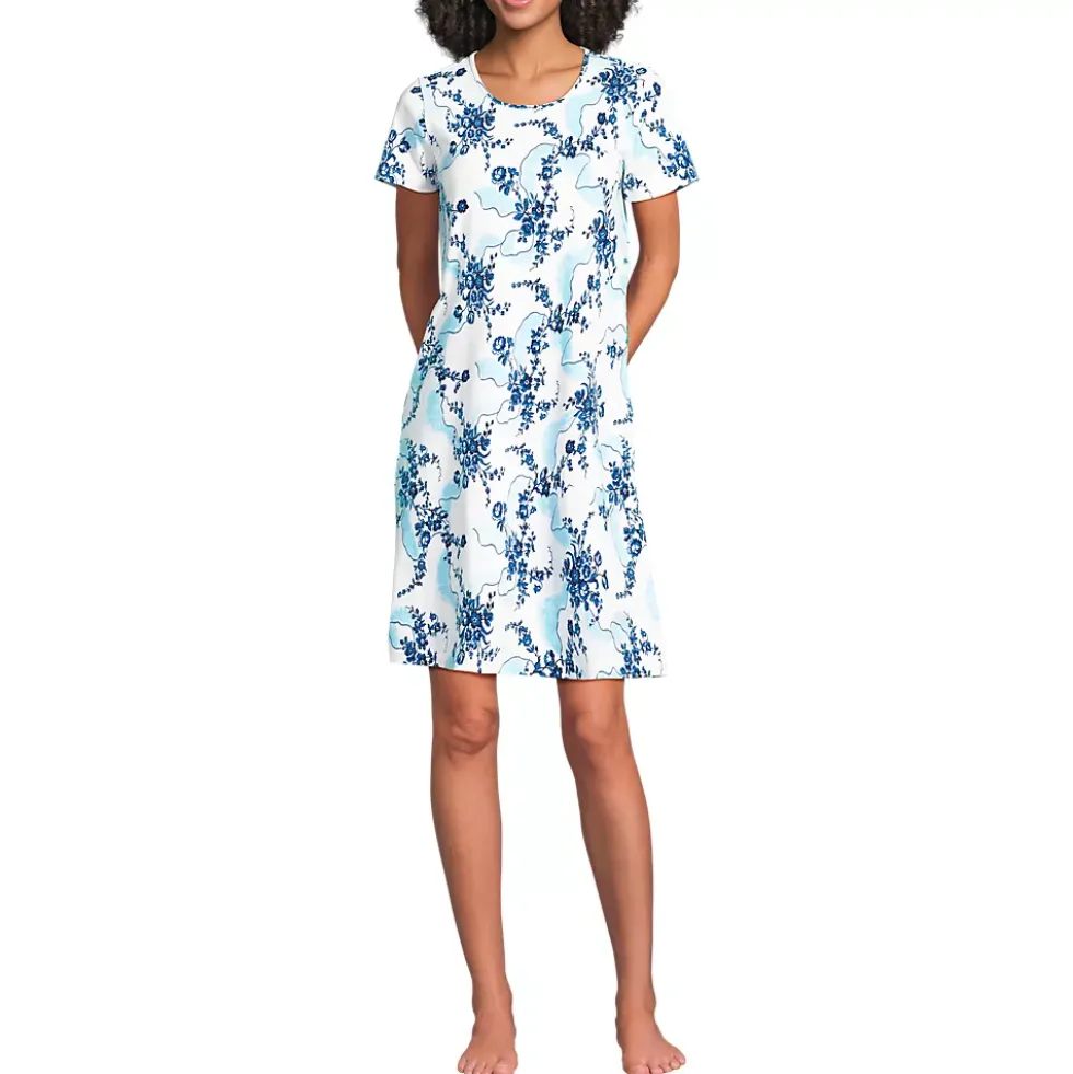 Women's Cotton Short Sleeve Knee Length Nightgown