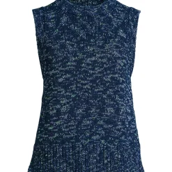 Women's Cotton Tweed Textured Crewneck Vest Sweater