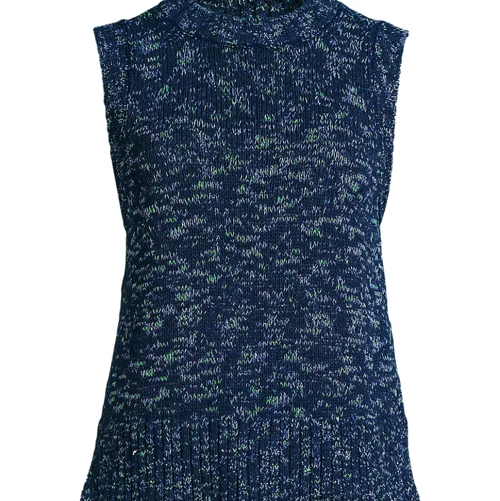 Women's Cotton Tweed Textured Crewneck Vest Sweater