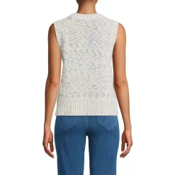Women's Cotton Tweed Textured Crewneck Vest Sweater