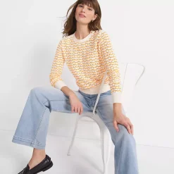 Women's Cotton Viscose Button Shoulder Modern Crew Sweater