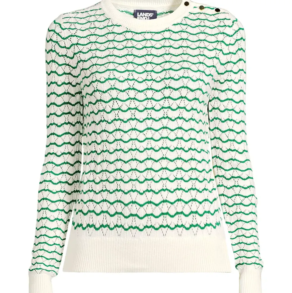 Women's Cotton Viscose Button Shoulder Modern Crew Sweater