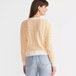 Women's Cotton Viscose Button Shoulder Modern Crew Sweater
