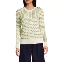 Women's Cotton Viscose Button Shoulder Modern Crew Sweater