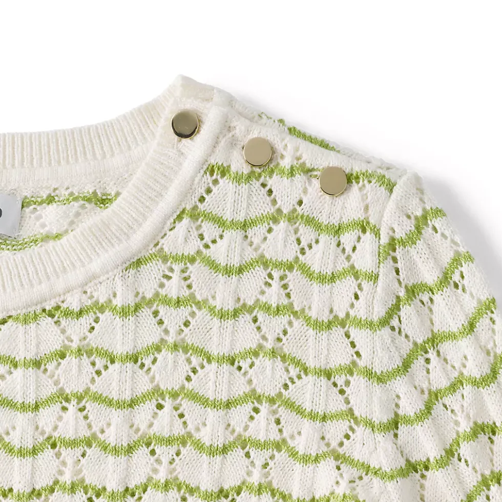 Women's Cotton Viscose Button Shoulder Modern Crew Sweater
