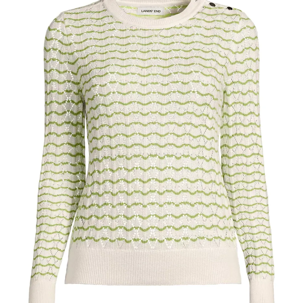 Women's Cotton Viscose Button Shoulder Modern Crew Sweater
