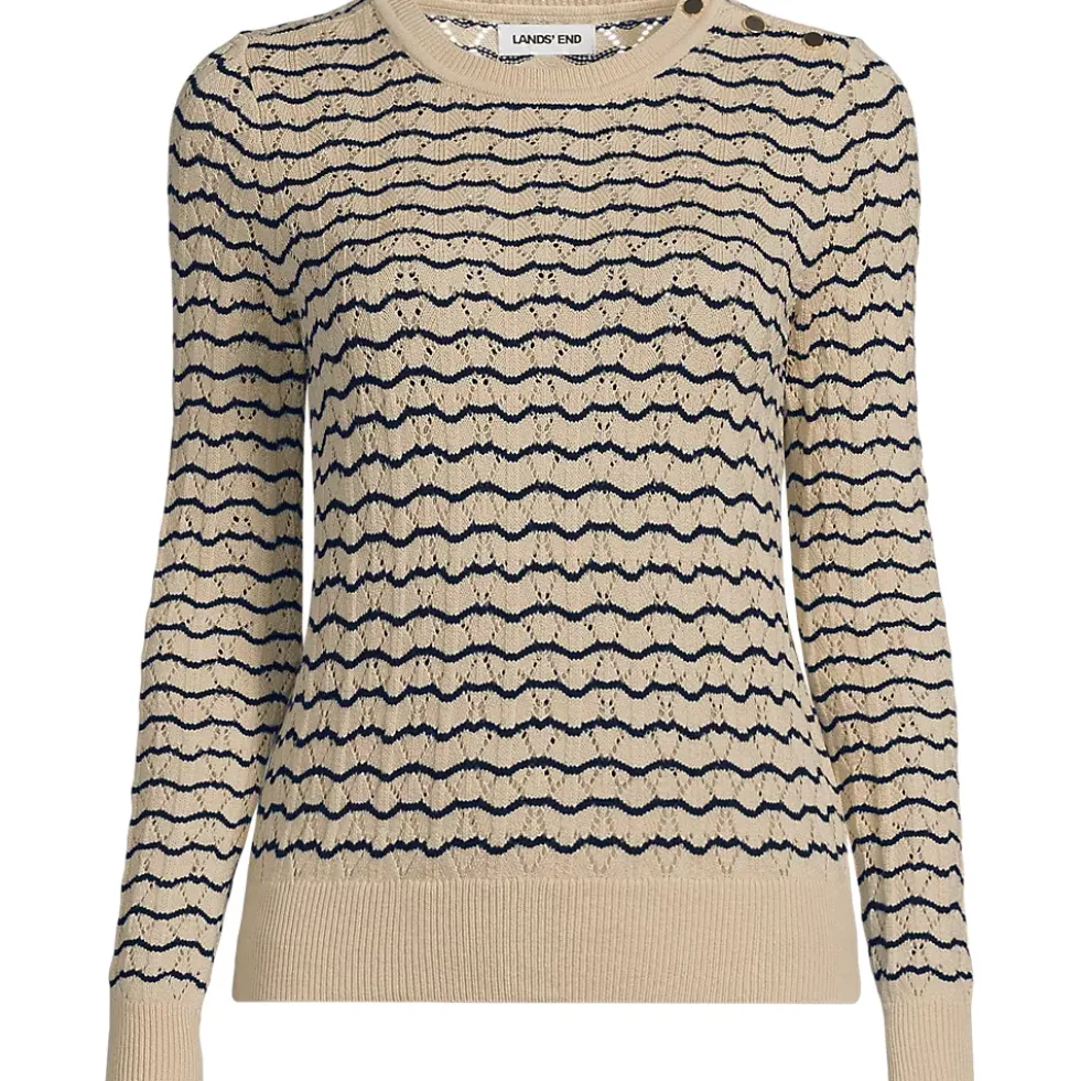 Women's Cotton Viscose Button Shoulder Modern Crew Sweater