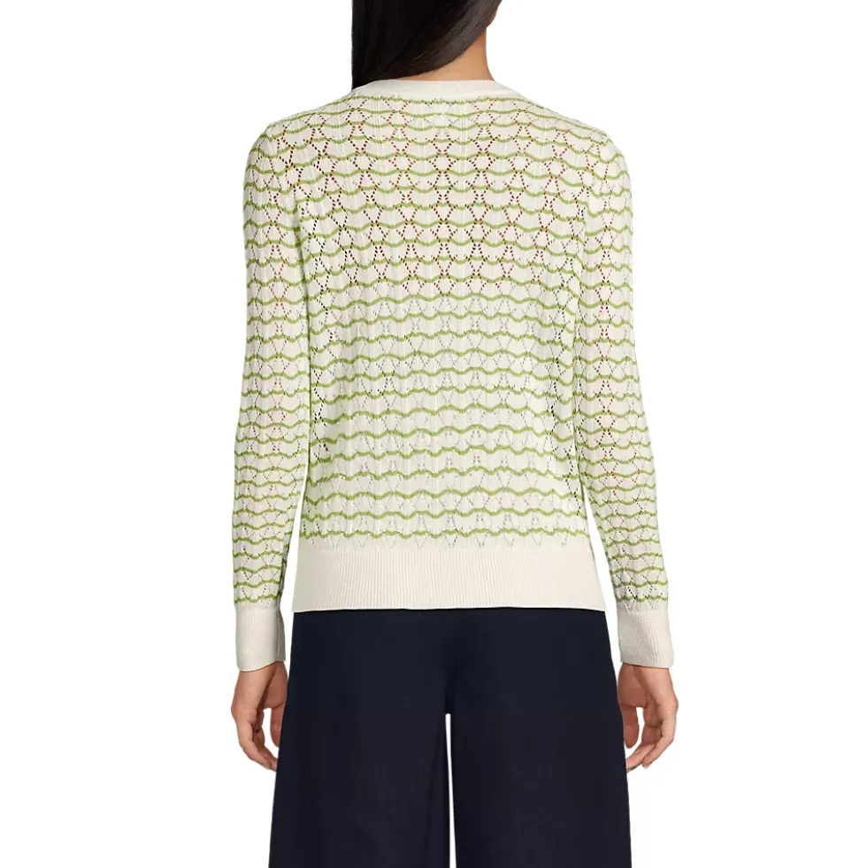 Women's Cotton Viscose Button Shoulder Modern Crew Sweater