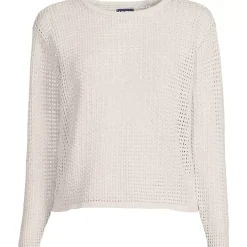 Women's Cotton Viscose Mesh Jacquard Crew Neck Sweater