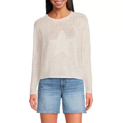 Women's Cotton Viscose Mesh Jacquard Crew Neck Sweater