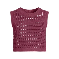 Women's Cotton Viscose Open Knit Sleeveless Scoop Neck Top Cover Up
