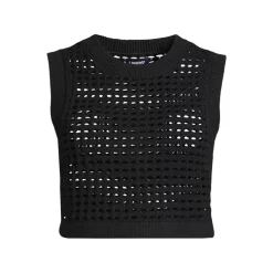 Women's Cotton Viscose Open Knit Sleeveless Scoop Neck Top Cover Up