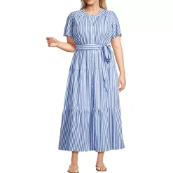 Women's Cotton Voile Button Front Maxi Dress