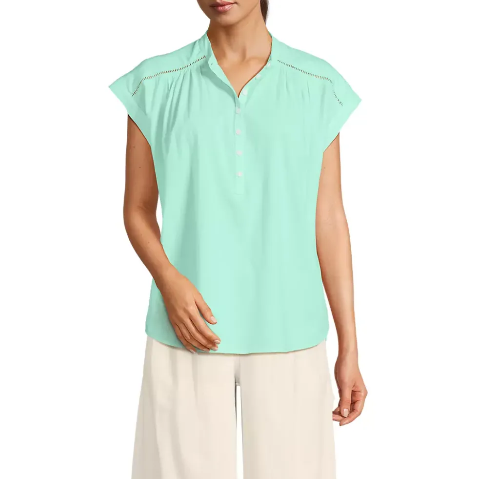 Women's Cotton Voile Drop Shoulder Short Sleeve Top