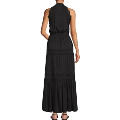 Women's Cotton Voile Halter Tiered Maxi Dress