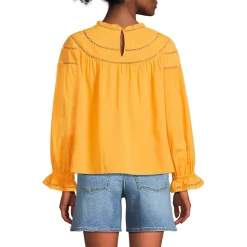 Women's Cotton Voile Long Sleeve Crew Neck Top