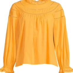 Women's Cotton Voile Long Sleeve Crew Neck Top