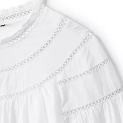 Women's Cotton Voile Long Sleeve Crew Neck Top