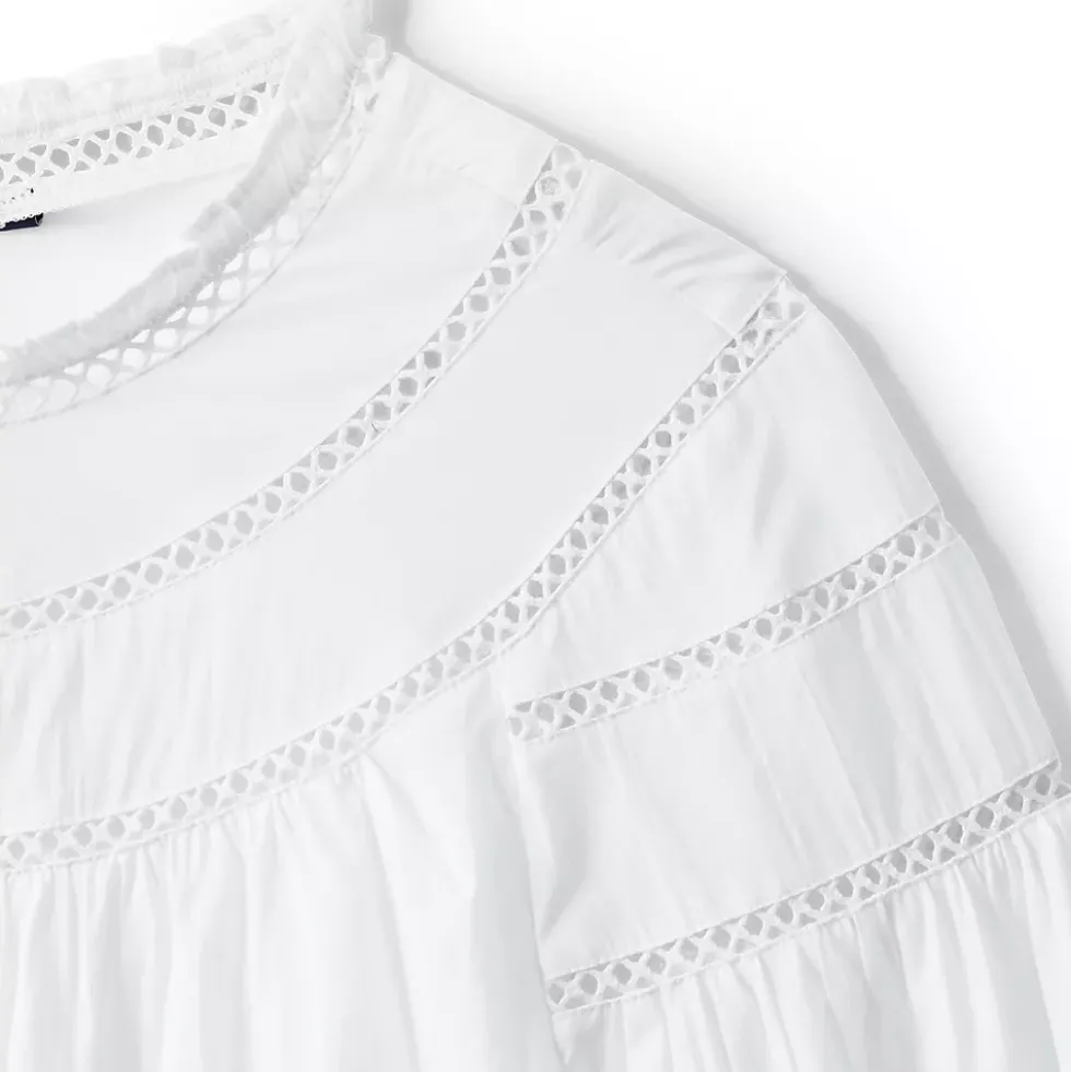 Women's Cotton Voile Long Sleeve Crew Neck Top