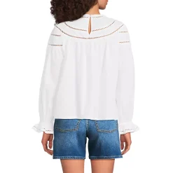 Women's Cotton Voile Long Sleeve Crew Neck Top