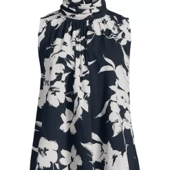 Women's Cotton Voile Mock Neck Blouse