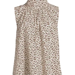 Women's Cotton Voile Mock Neck Blouse