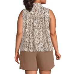 Women's Cotton Voile Mock Neck Blouse
