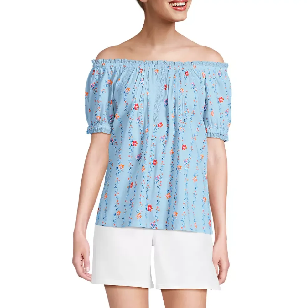 Women's Cotton Voile Pintuck Trim Blouse