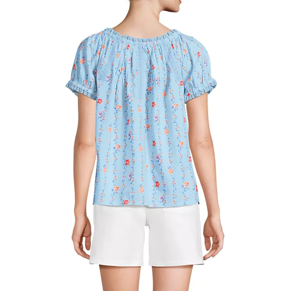 Women's Cotton Voile Pintuck Trim Blouse
