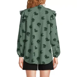 Women's Cotton Voille Ruffle Front Blouse