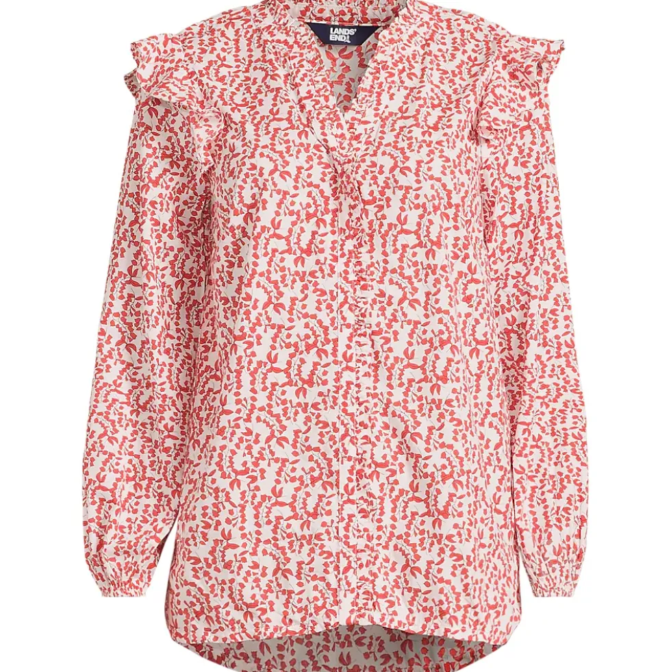 Women's Cotton Voille Ruffle Front Blouse