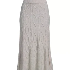 Women's Cozy Lofty Cable Fluted Midi Sweater Skirt