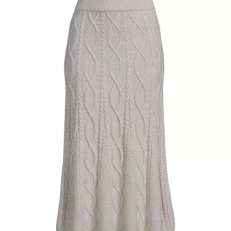 Women's Cozy Lofty Cable Fluted Midi Sweater Skirt
