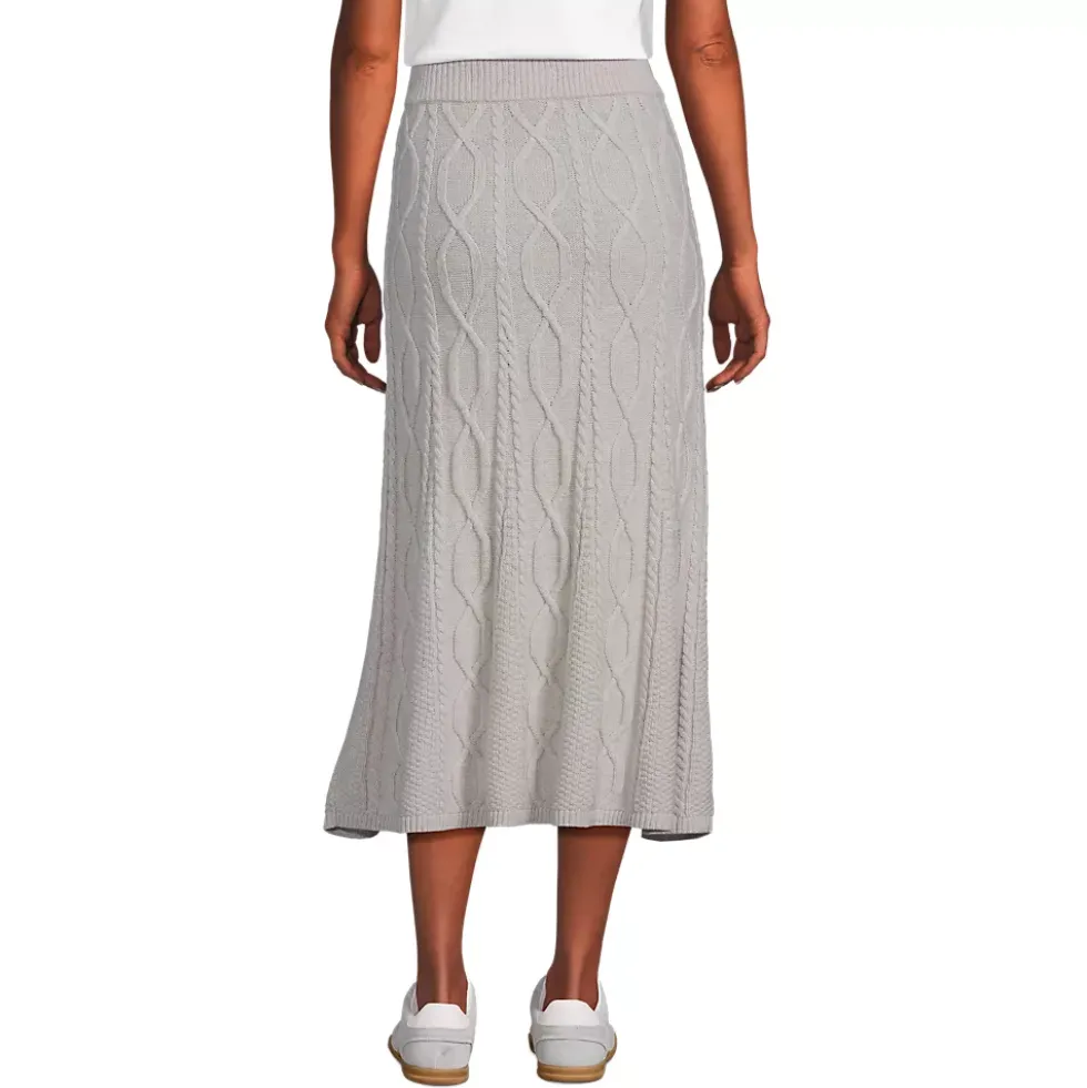 Women's Cozy Lofty Cable Fluted Midi Sweater Skirt