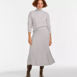 Women's Cozy Lofty Cable Fluted Midi Sweater Skirt