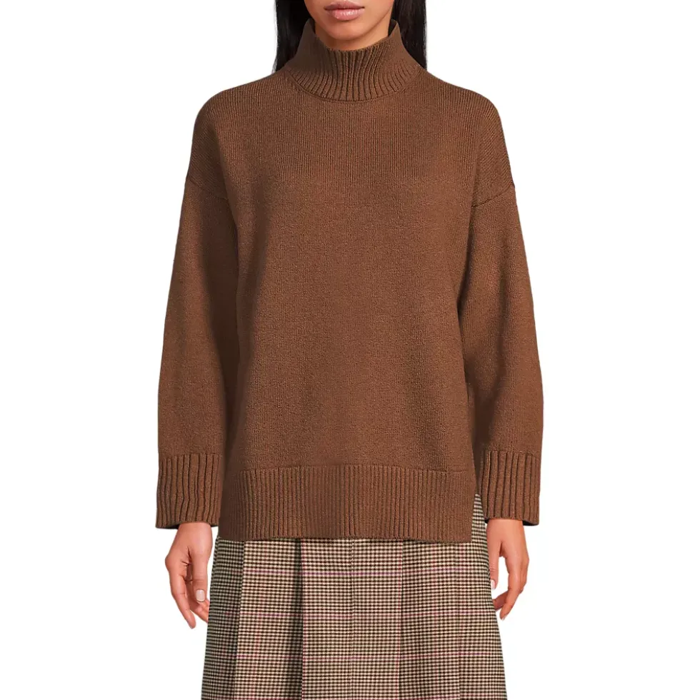 Women's Cozy Lofty Split Hem Turtleneck Sweater