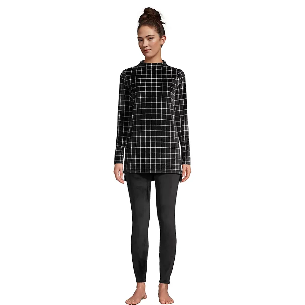 Women's Cozy Pajama Set Long Sleeve Top and Print Leggings