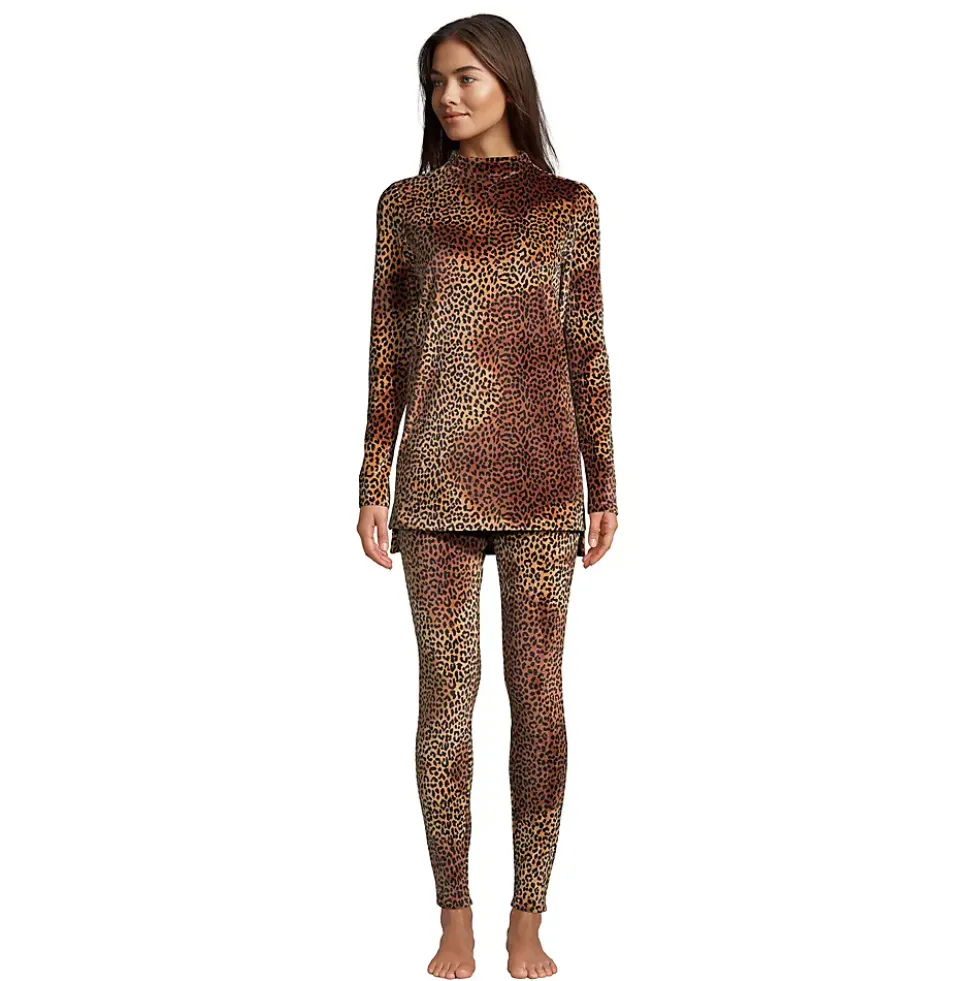 Women's Cozy Pajama Set Long Sleeve Top and Print Leggings